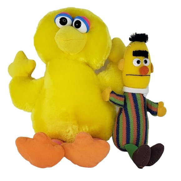 Sesame Street Big Bird Bert Plush Stuffed Animal Set Applause Playskool - Picture 1 of 8